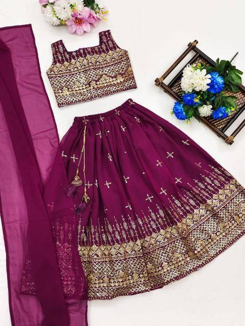 Green Well Georgette Purple Wholesale kids wear distributor